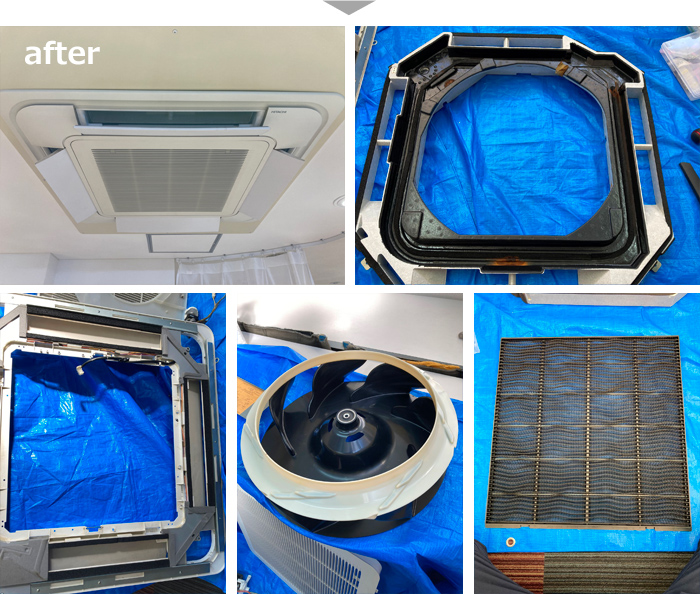 日立製・三菱製　天井埋込型エアコンクリーニング例