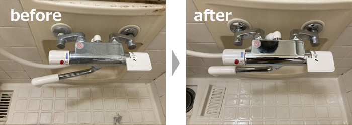 浴室クリーニング例　水栓金具、カラン